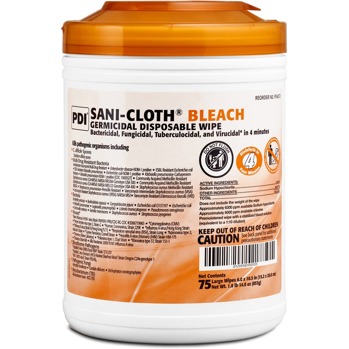 PDI Sani-Cloth Bleach Germicidal Wipes - PDIP54072CT