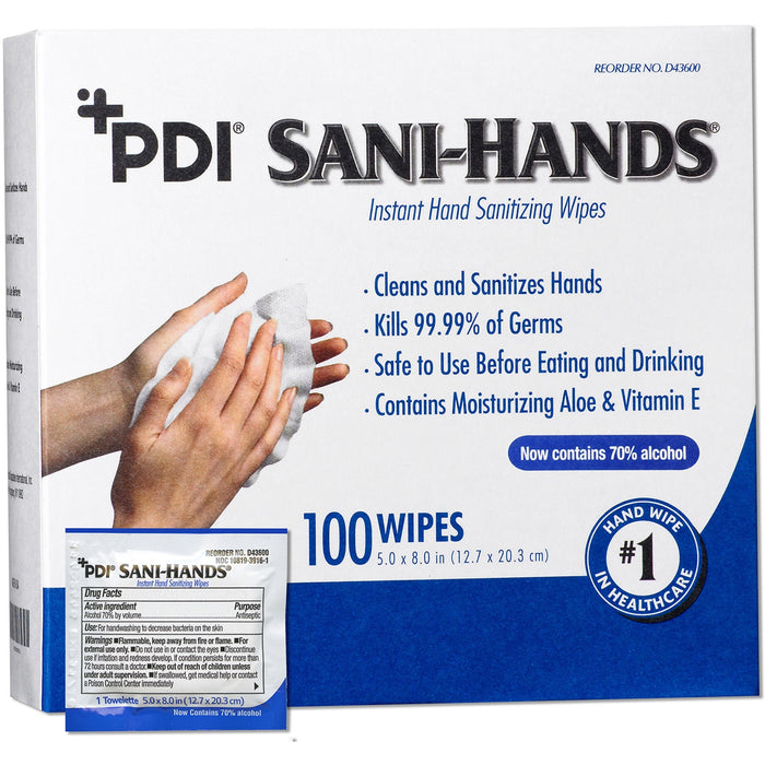 PDI Sani-Hands Instant Hand Sanitizing Wipes - PDID43600CT