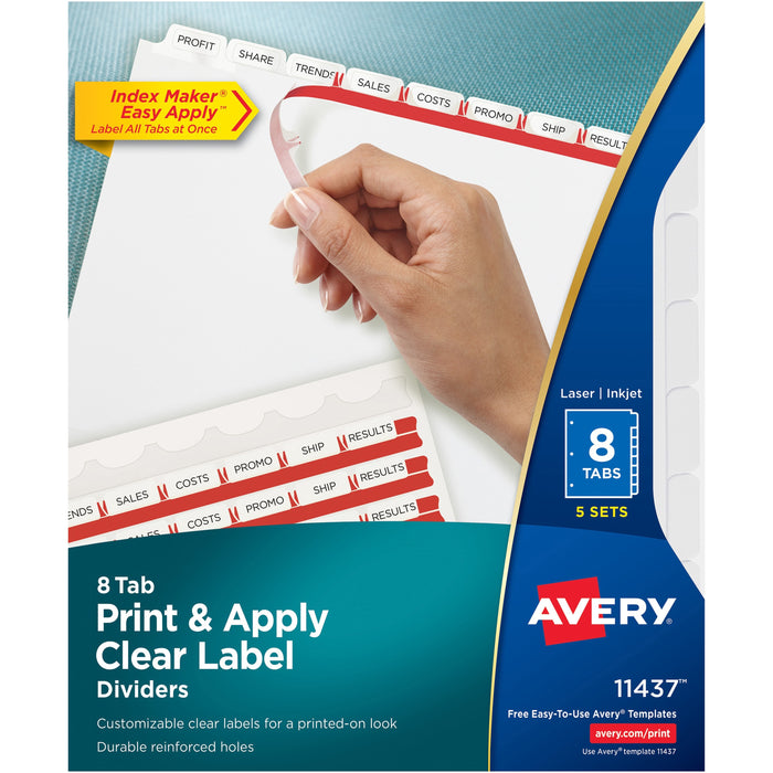 Avery&reg; Print & Apply Clear Label Dividers - Index Maker Easy Apply Label Strip - AVE11437