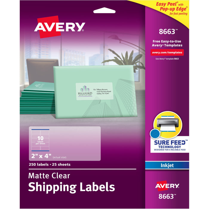 Avery&reg; Easy Peel Inkjet Printer Mailing Labels - AVE8663