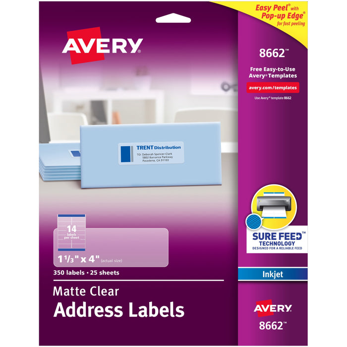 Avery&reg; Easy Peel Inkjet Printer Mailing Labels - AVE8662