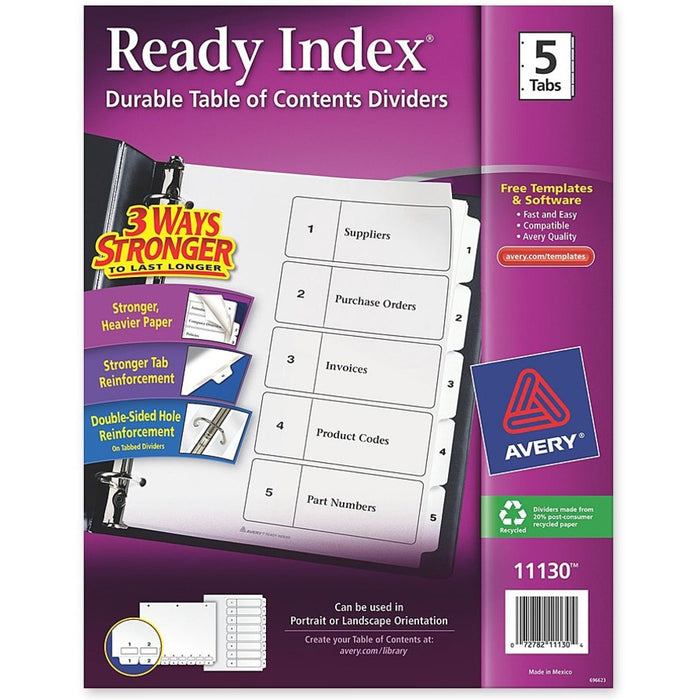 Avery&reg; Ready Index Classic Tab Binder Dividers - AVE11130