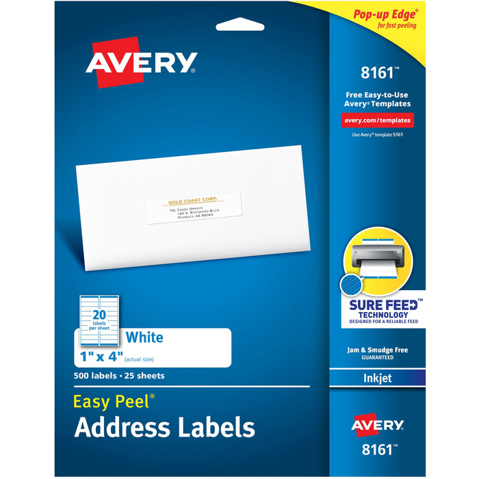 Avery&reg; Easy Peel White Inkjet Mailing Labels - AVE8161