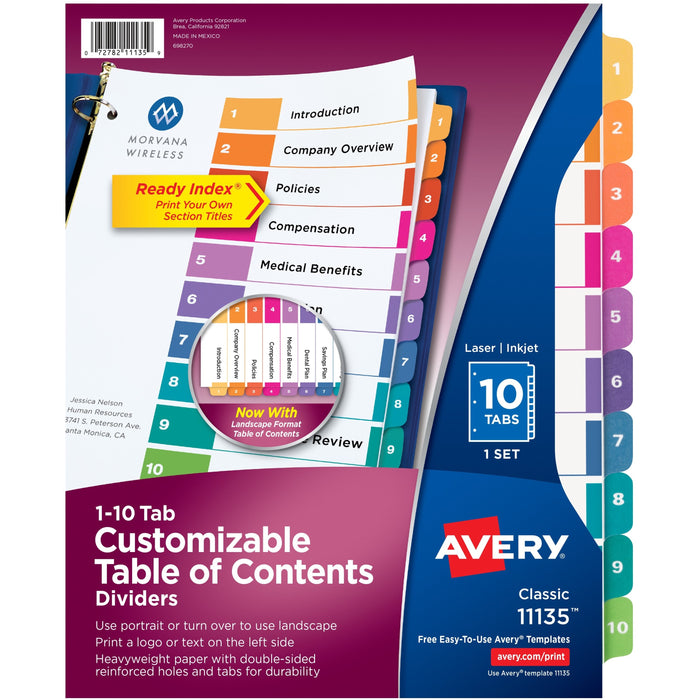 Avery&reg; Ready Index Custom TOC Binder Dividers - AVE11135