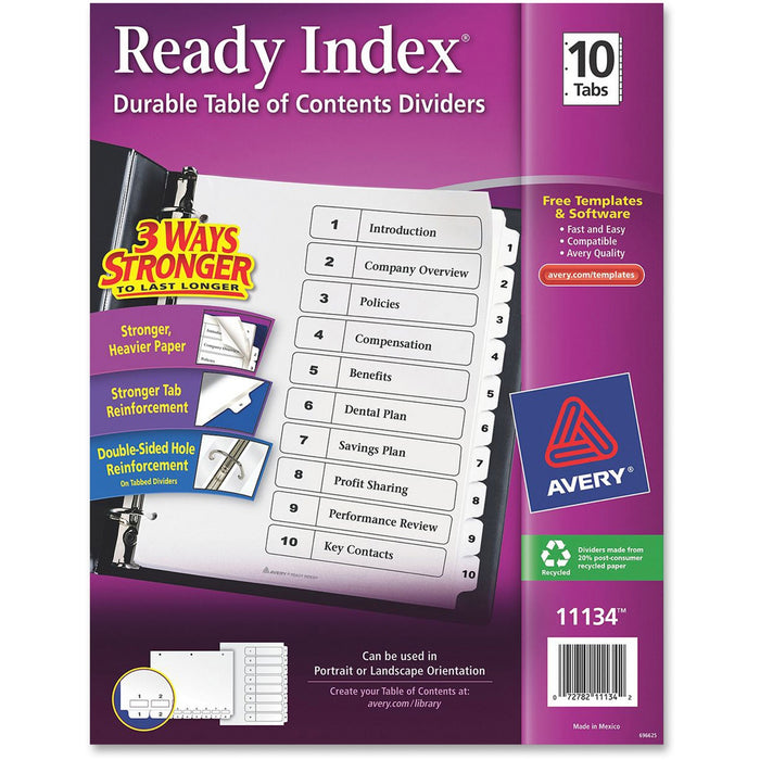 Avery&reg; Ready Index Classic Tab Binder Dividers - AVE11134