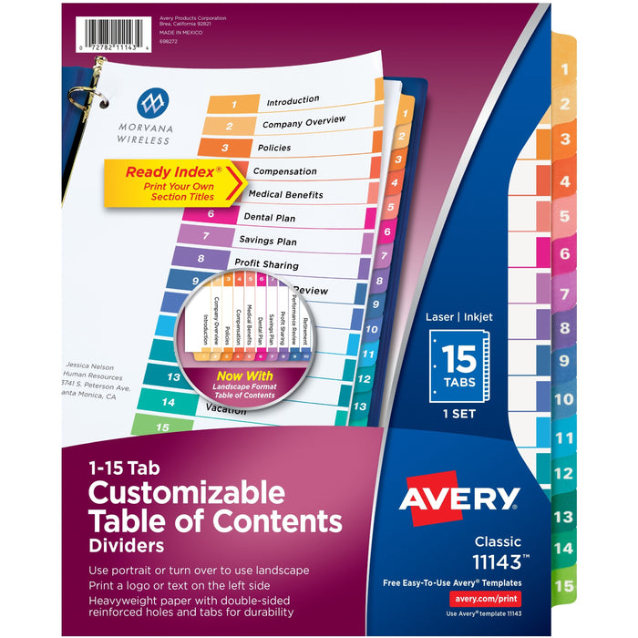 Avery&reg; Ready Index Custom TOC Binder Dividers - AVE11143