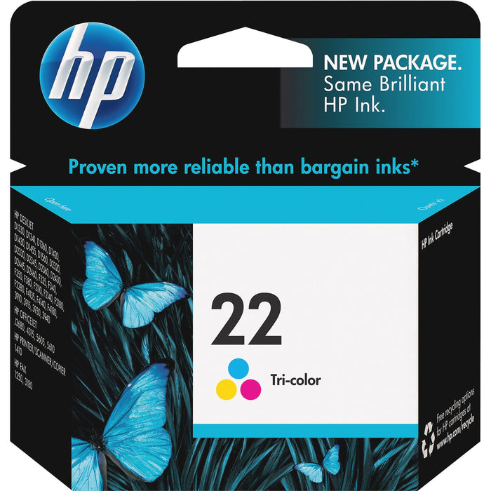 HP 22 (C9352AN) Original Standard Yield Inkjet Ink Cartridge - Cyan, Magenta, Yellow - 1 Each - HEWC9352AN