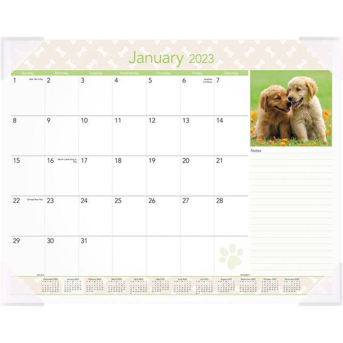 At-A-Glance Puppies Monthly Desk Pad - AAGDMD16632