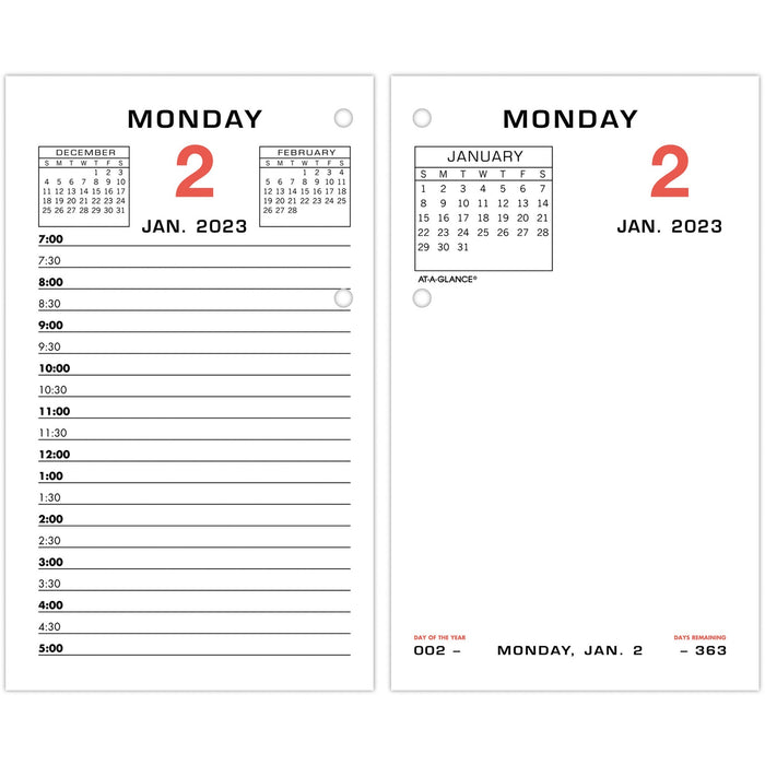 At-A-Glance Daily Two-Color Desk Calendar Refill with tabs - AAGE01750