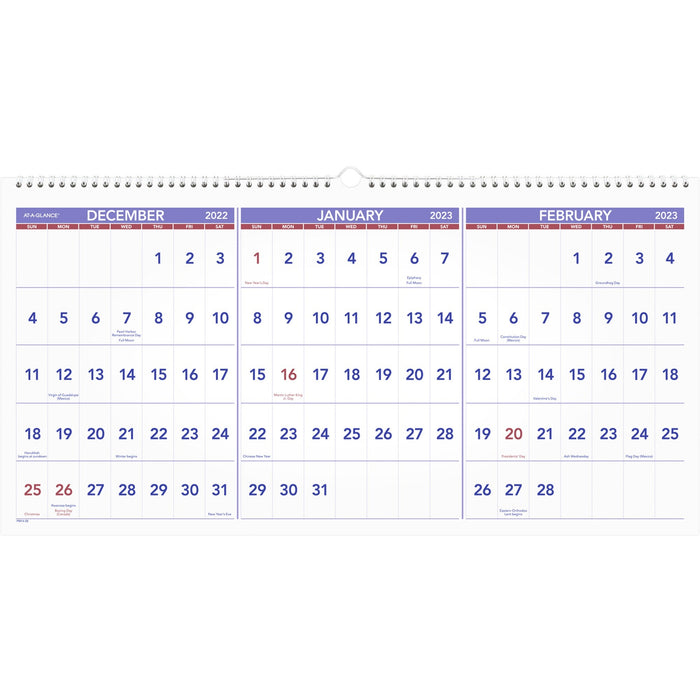 At-A-Glance 3-Month Horizontal Wall Calendar - AAGPM1428