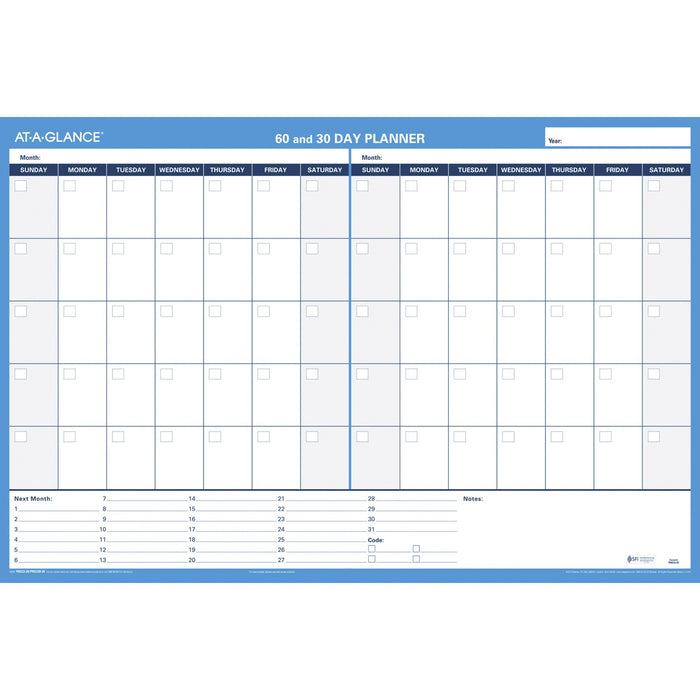 At-A-Glance 30/60-Day Erasable Horizontal Wall Planner - AAGPM23328