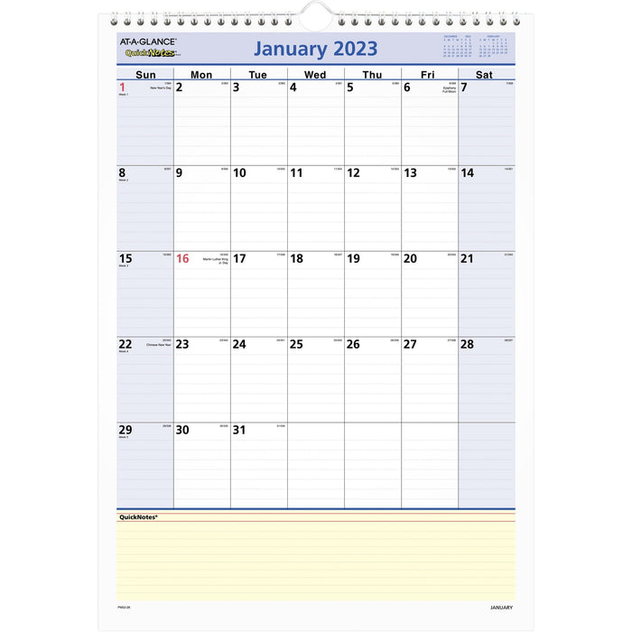 At-A-Glance QuickNotes Monthly Wall Calendar - AAGPM5228