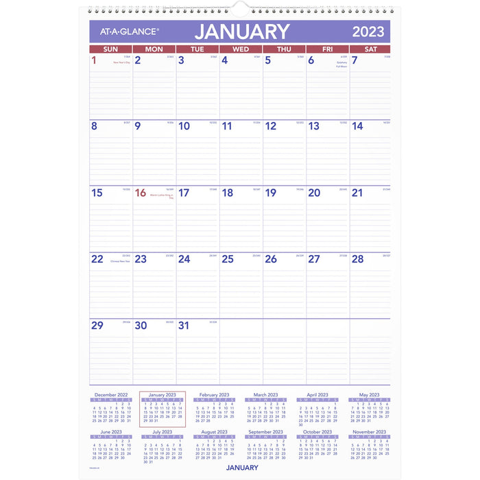 At-A-Glance Write-on/Wipe-off Laminated Monthly Wall Calendar - AAGPMLM0328