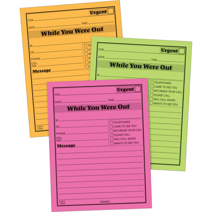 Adams Neon While You Were Out Message Pads - ABF9711NEON