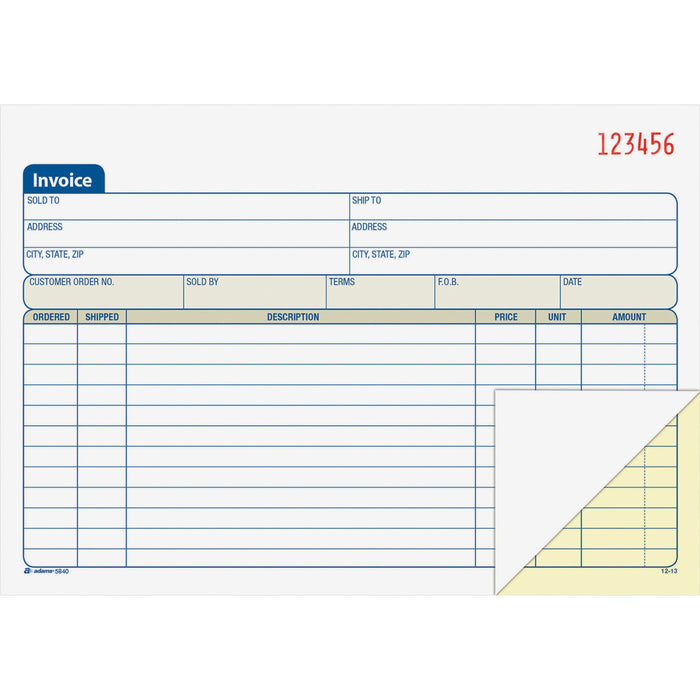 Adams Carbonless Invoice Book - ABFDC5840