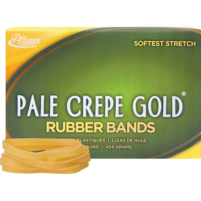 Alliance Rubber 20645 Pale Crepe Gold Rubber Bands - Size #64 - 1 lb Box - ALL20645