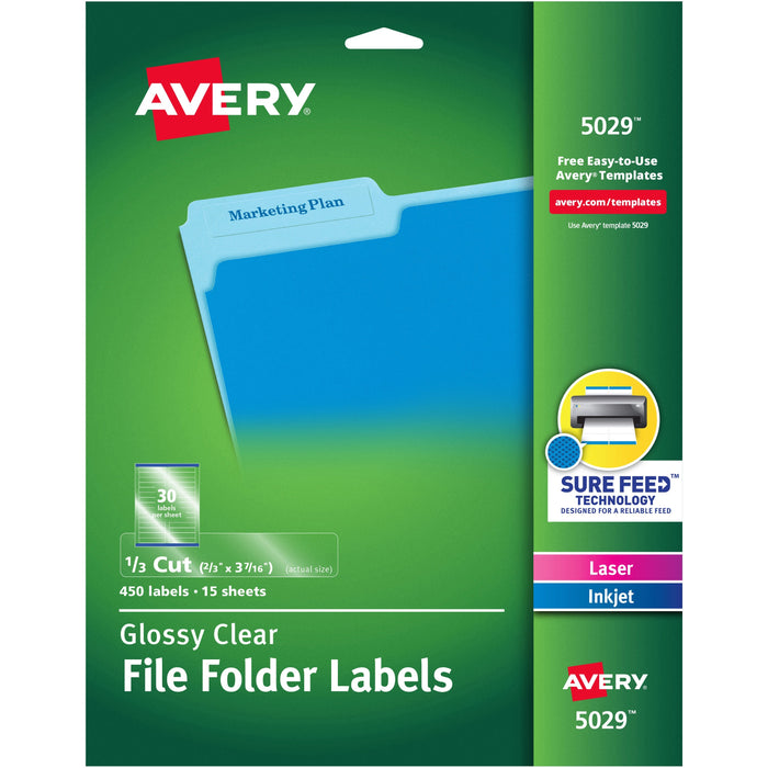 Avery&reg; Clear Top Tab Filing Labels - AVE5029