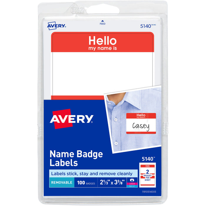 Avery&reg; Border Print/Write Hello Name Badges - AVE5140