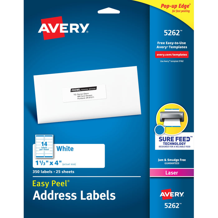 Avery&reg; Easy Peel Mailing Laser Labels - AVE5262