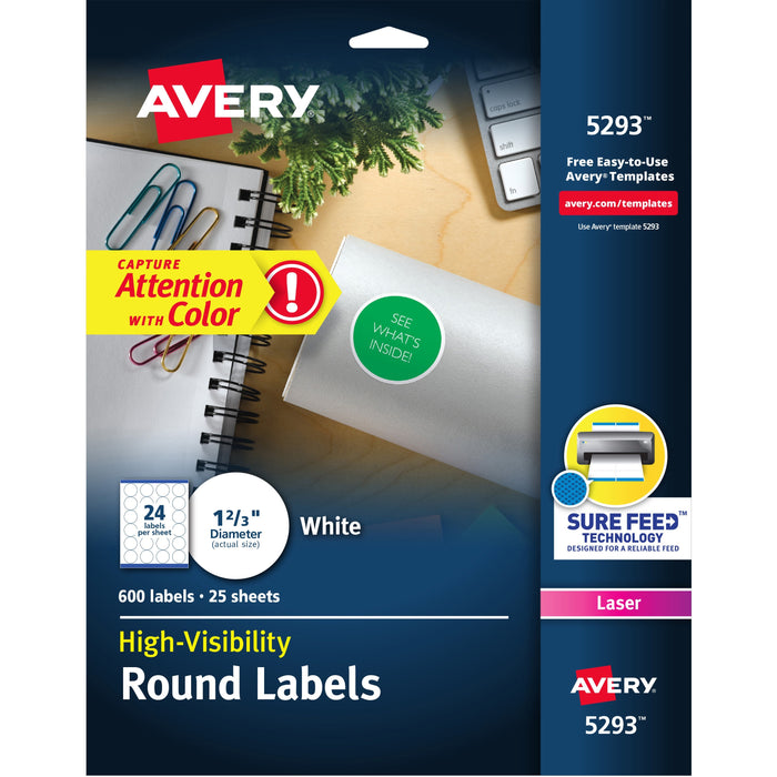 Avery&reg; Round High Visibility Labels - AVE5293