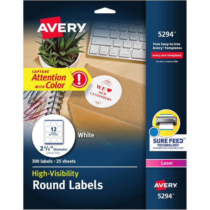 Avery&reg; Round High Visibility Labels - AVE5294