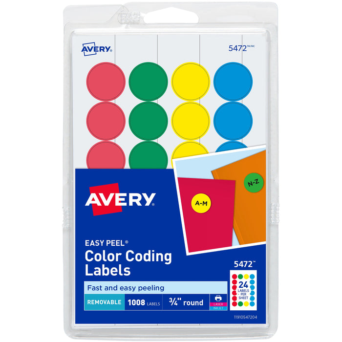 Avery&reg; Removable Print or Write Color Coding Labels - AVE05472