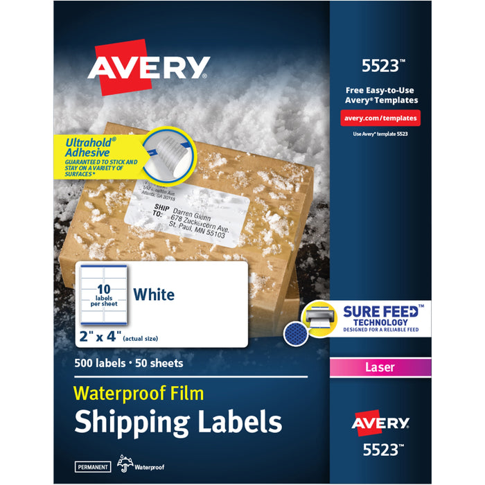 Avery&reg; 2" x 4" Labels, Ultrahold, 500 Labels (95523) - AVE5523