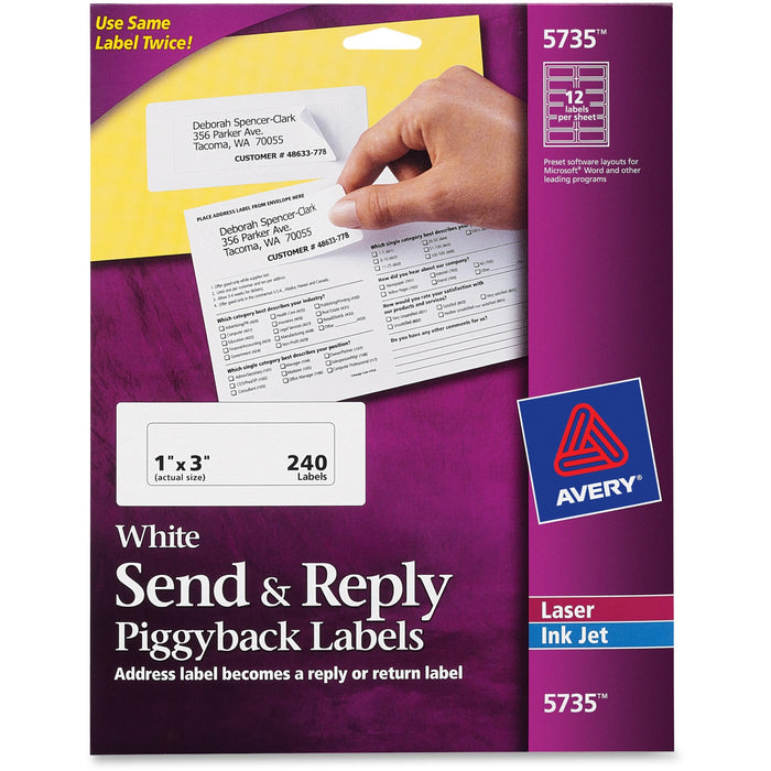 Avery&reg; Send & Reply Piggyback Labels - AVE5735