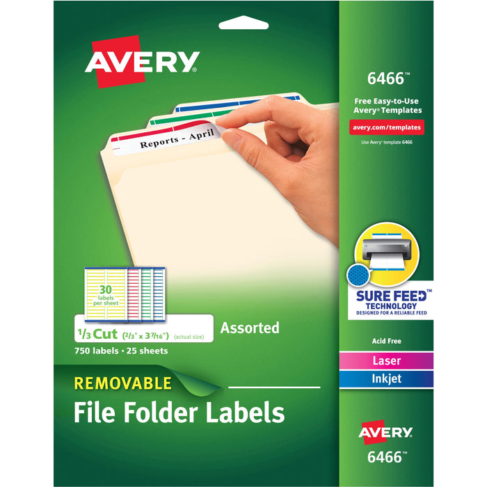 Avery&reg; Removable Laser/Inkjet Filing Labels - AVE6466