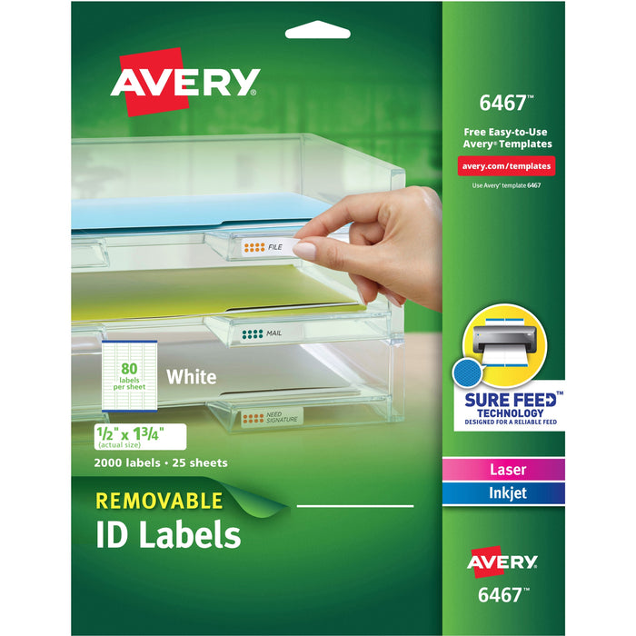 Avery&reg; Removable I.D. Laser/Inkjet Labels - AVE6467