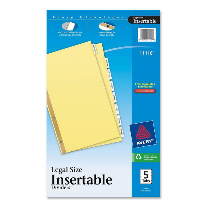 Avery&reg; Insertable Dividers - Reinforced Gold Edge - AVE11116