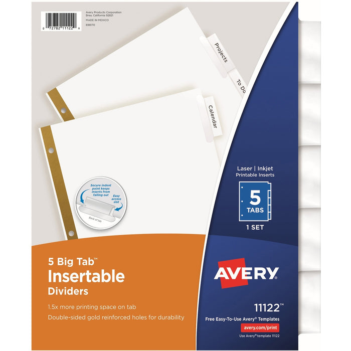 Avery&reg; Big Tab Insertable Dividers - Reinforced Gold Edge - AVE11122