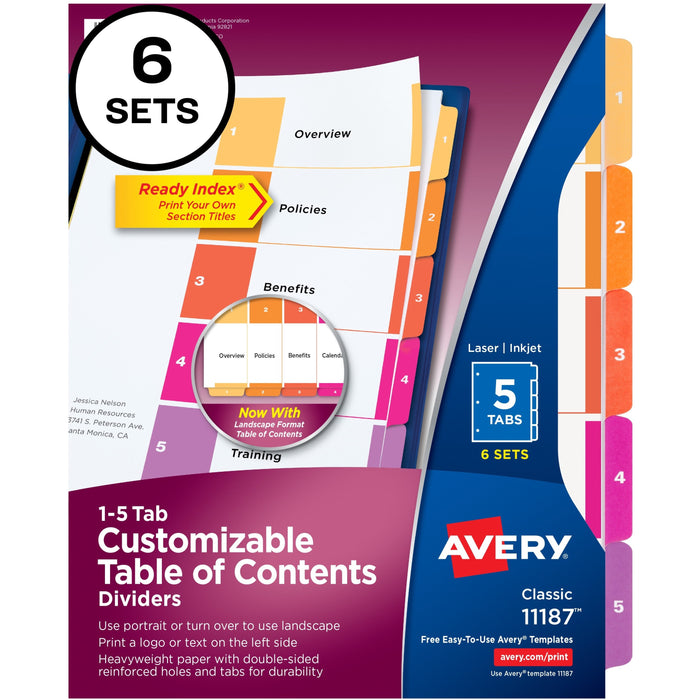 Avery&reg; Ready Index Custom TOC Binder Dividers - AVE11187