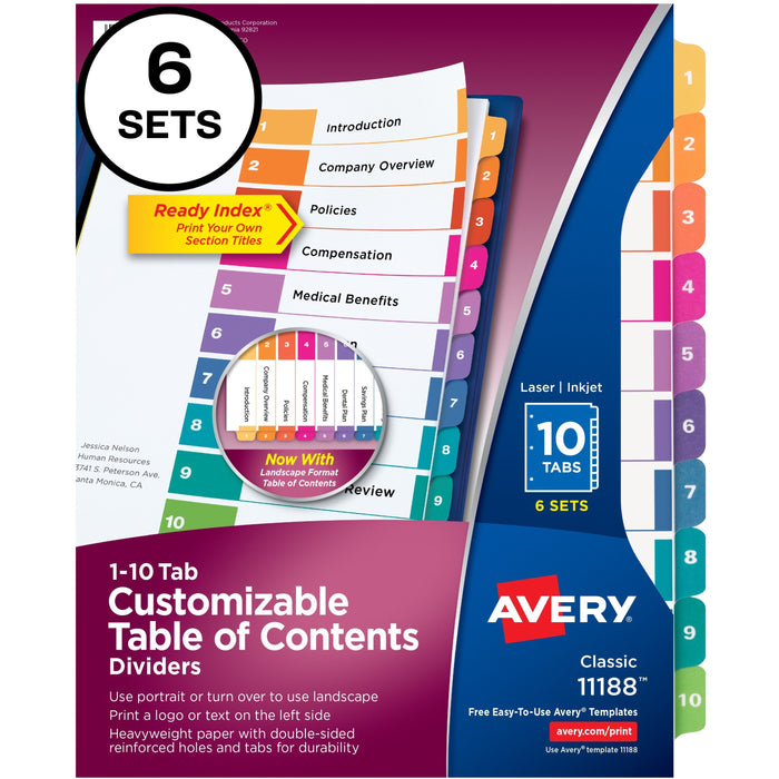 Avery&reg; Ready Index Custom TOC Binder Dividers - AVE11188
