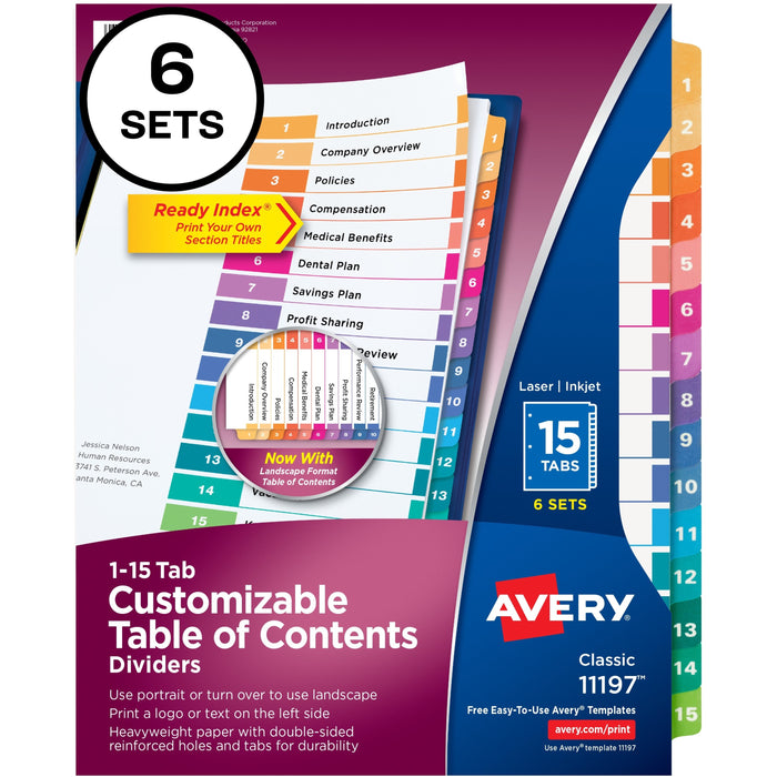 Avery&reg; Ready Index Custom TOC Binder Dividers - AVE11197