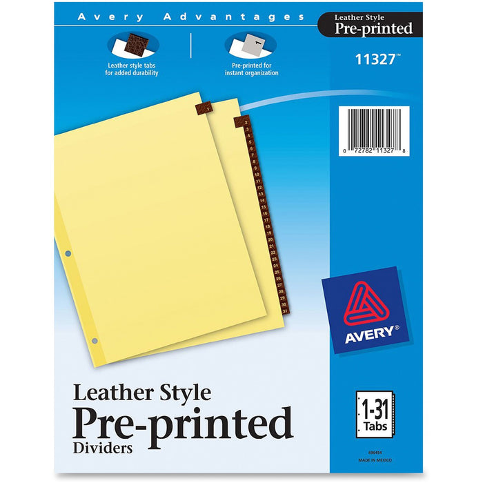 Avery&reg; Preprinted Tab Dividers - Clear Reinforced Edge - AVE11327