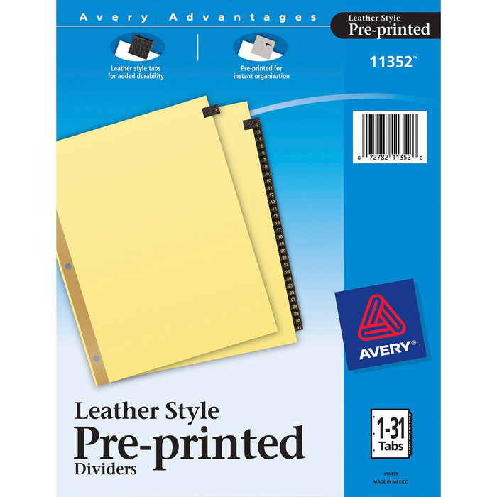 Avery&reg; Preprinted Tab Dividers - Gold Reinforced Edge - AVE11352