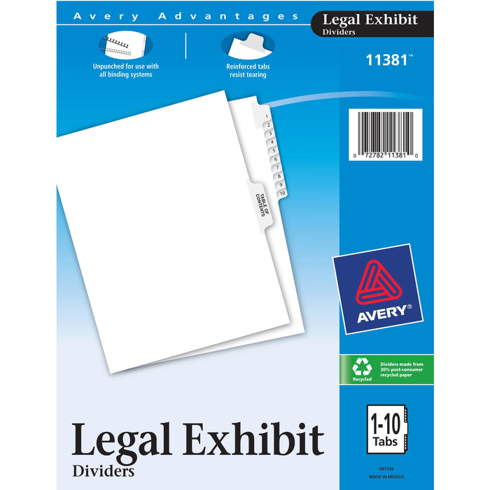 Avery&reg; Premium Collated Legal Exhibit Dividers with Table of Contents Tab - Avery Style - AVE11381