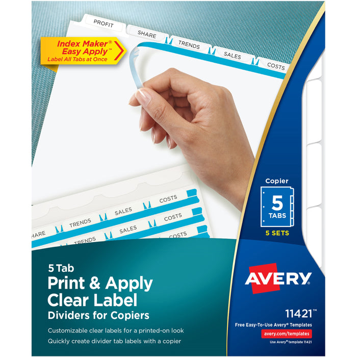 Avery&reg; Print & Apply Clear Label Dividers - Index Maker Easy Peel Printable Labels - AVE11421