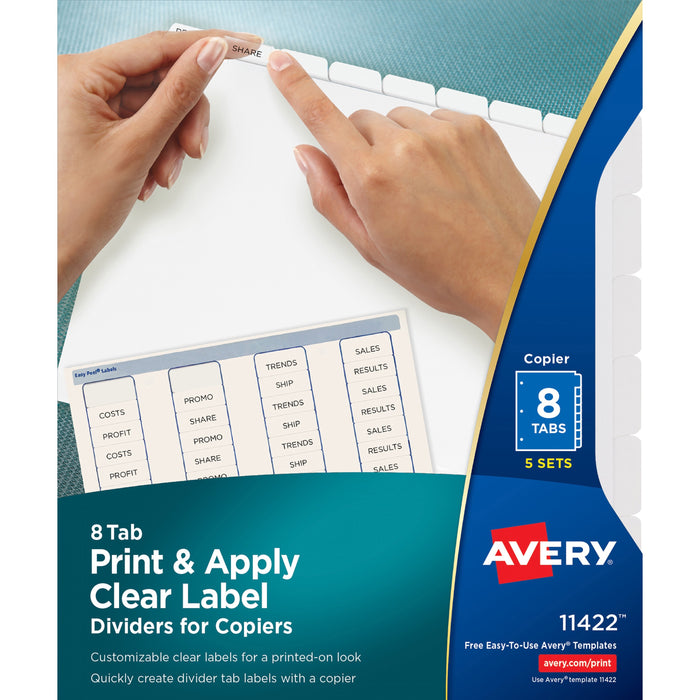 Avery&reg; Print & Apply Clear Label Dividers - Index Maker Easy Peel Printable Labels - AVE11422