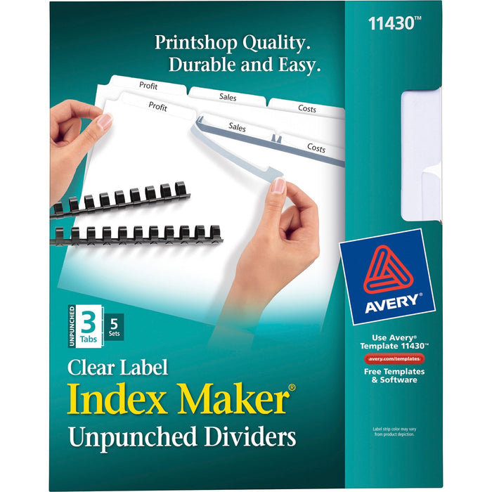 Avery&reg; Print & Apply Label Unpunched Dividers - Index Maker Easy Apply Label Strip - AVE11430