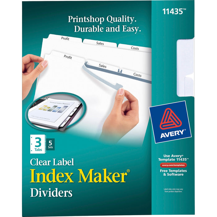 Avery&reg; Print & Apply Clear Label Dividers - Index Maker Easy Apply Label Strip - AVE11435