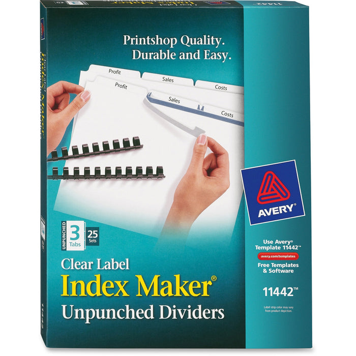 Avery&reg; Print & Apply Label Unpunched Dividers - Index Maker Easy Apply Label Strip - AVE11442