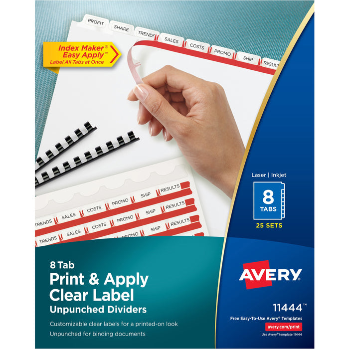 Avery&reg; Print & Apply Label Unpunched Dividers - Index Maker Easy Apply Label Strip - AVE11444