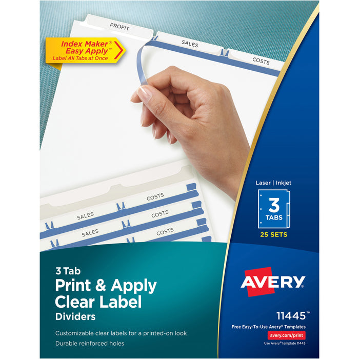 Avery&reg; Print & Apply Clear Label Dividers - Index Maker Easy Apply Label Strip - AVE11445