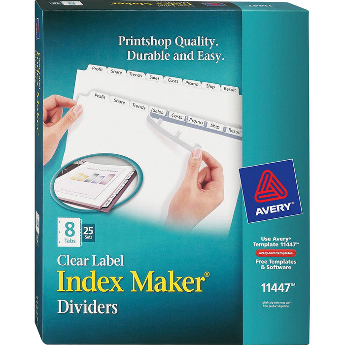Avery&reg; Print & Apply Clear Label Dividers - Index Maker Easy Apply Label Strip - AVE11447