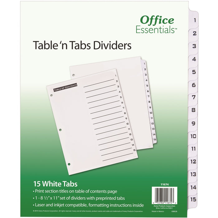 Avery&reg; Table 'N Tabs Numeric Dividers - AVE11674