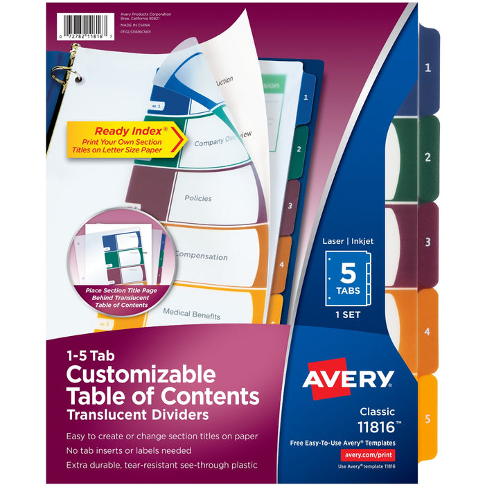 Avery&reg; Ready Index Customizable TOC Binder Dividers - AVE11816