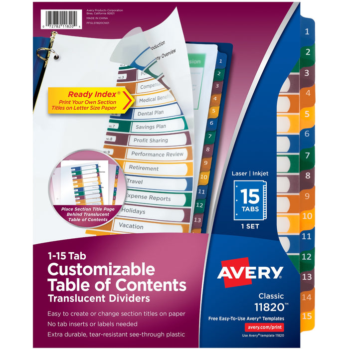 Avery&reg; Ready Index Customizable TOC Binder Dividers - AVE11820