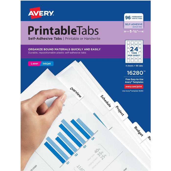 Avery&reg; Printable Repositionable Tabs - AVE16280
